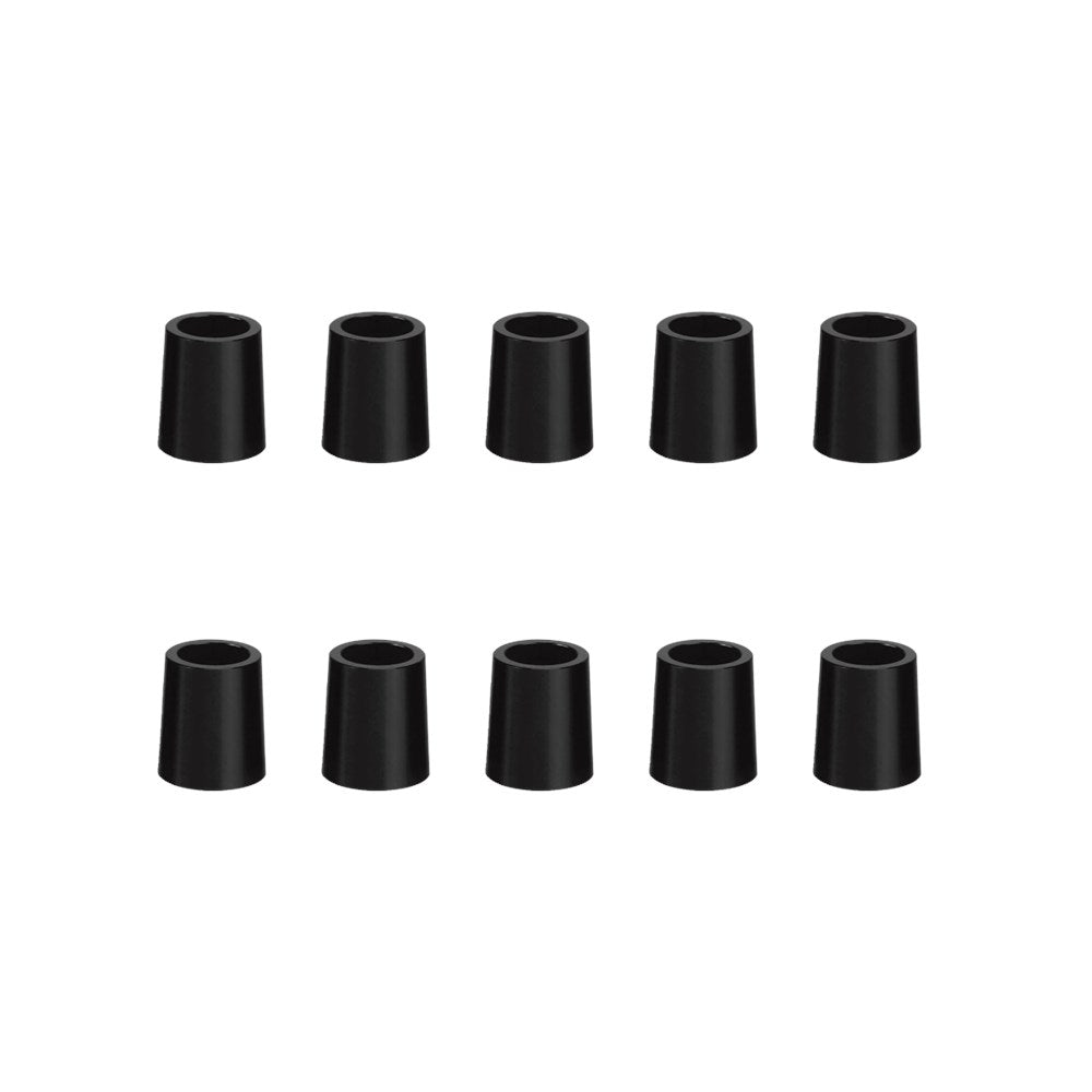 A collection of black-colored aluminium taper ferrules