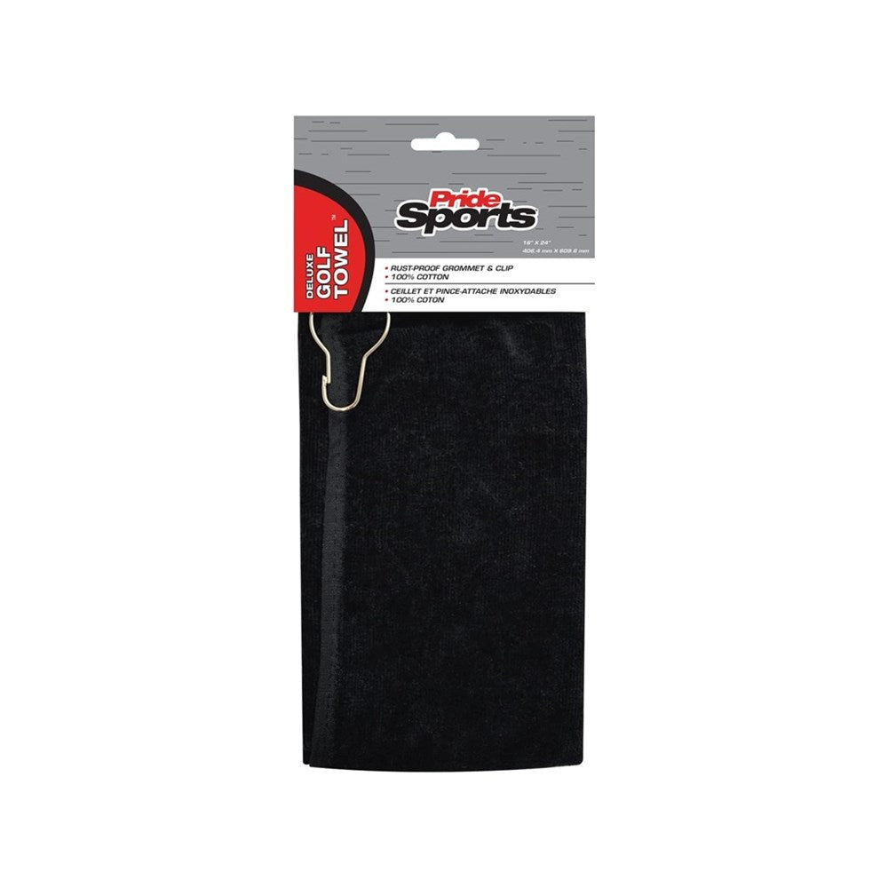 Pride Sports - Golf Towel - Deluxe Black Cotton Towel (16"x24")