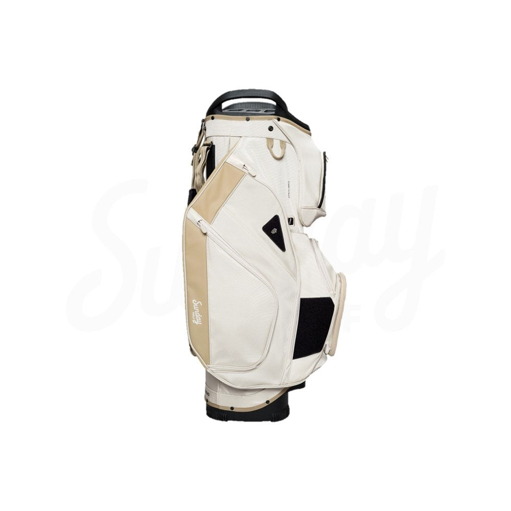 White and beige golf bag on a white background