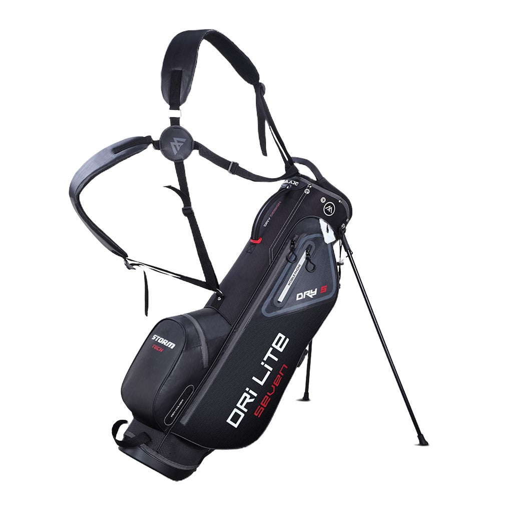 A black BIG MAX golf stand bag with shoulder straps, featuring multiple pockets and the Dri Lite technology label.