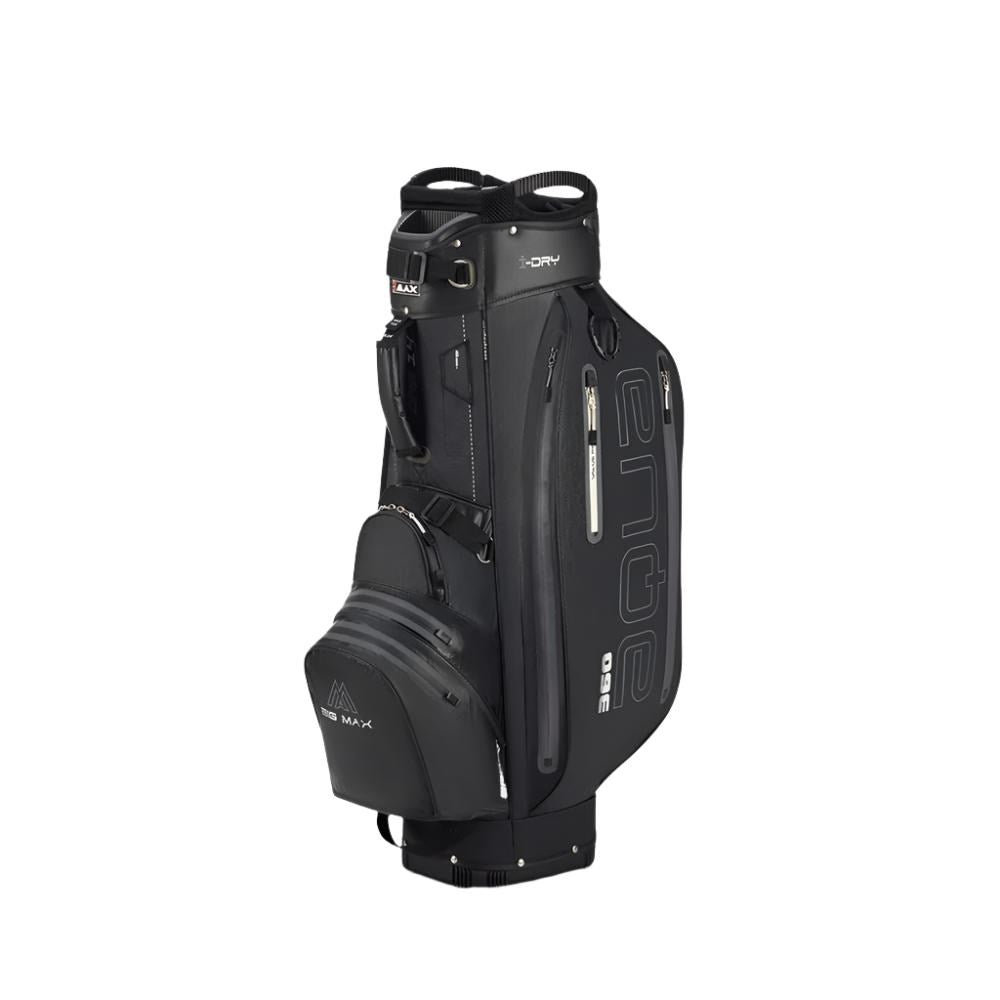 A black golf cart bag and multiple storage compartments.