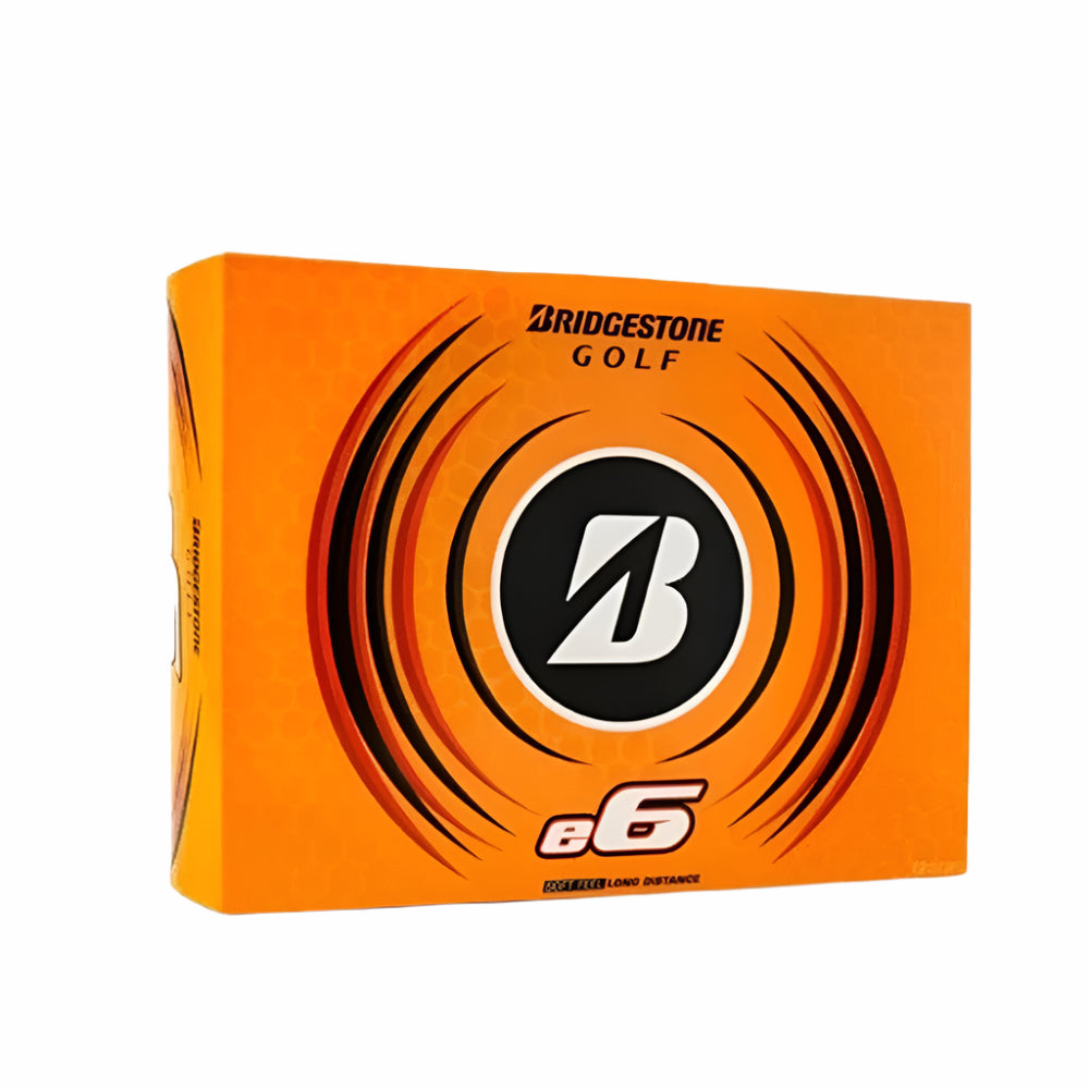 Bridgestone Golf e6 golf ball box on a white background
