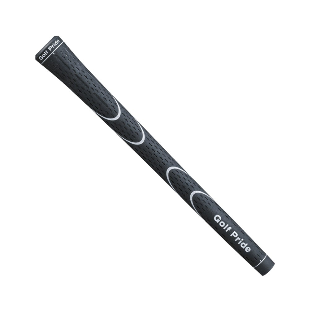 A black Golf Pride Lite golf club grip with white and gray accents.