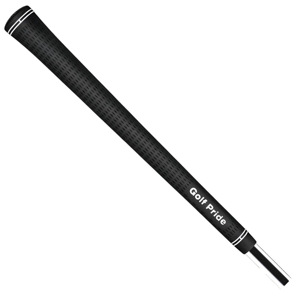 A black golf club grip with the brand name 'Golf Pride' written on it.