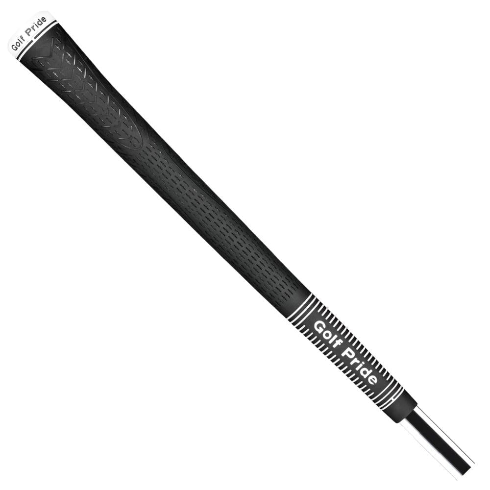 A black Golf Pride Lite Tour 25 golf club grip with distinctive white rings around the logo.