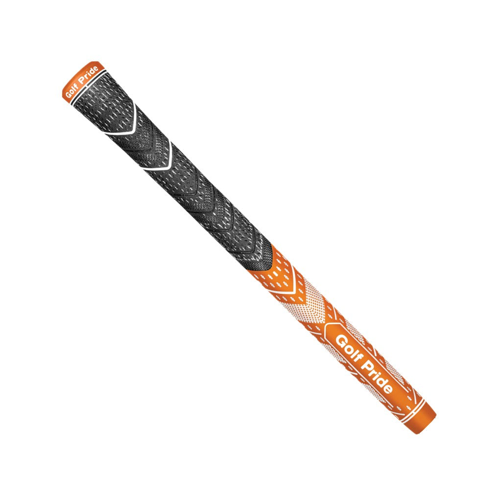 A Golf Pride midsize grip with New Decade MCC Plus 4 Teams design, featuring a orange and white color scheme with team colors.