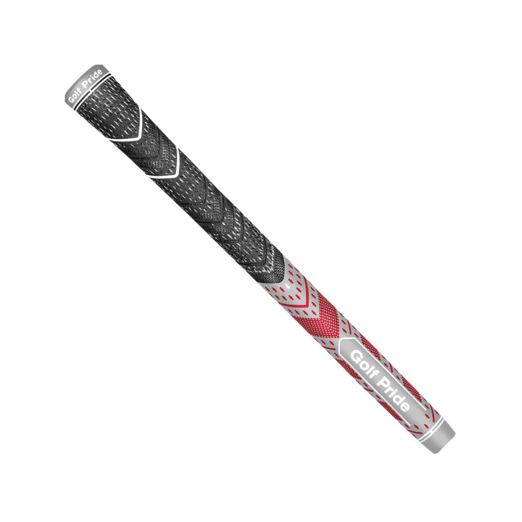 A Golf Pride midsize grip with New Decade MCC Plus 4 Teams design, featuring a gray and red color scheme with team colors.