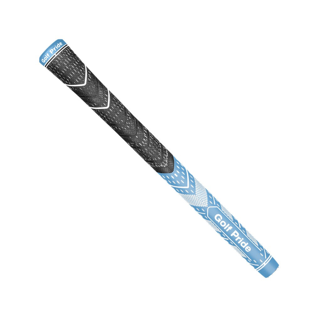 A Golf Pride midsize grip with New Decade MCC Plus 4 Teams design, featuring a sky blue color scheme with team colors.