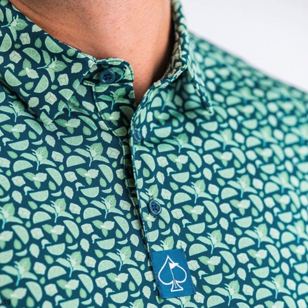 Pins & Aces - Polo Tee - Men’s Casual Emerald Green Mojito