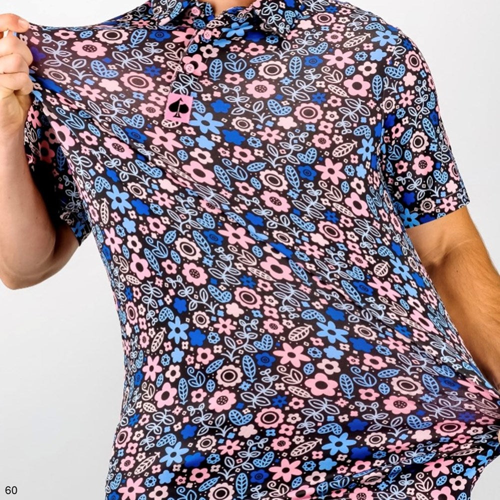 Pins & Aces - Polo Tee - Men’s Casual Black Powerpuff