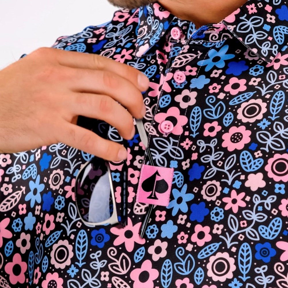 Pins & Aces - Polo Tee - Men’s Casual Black Powerpuff