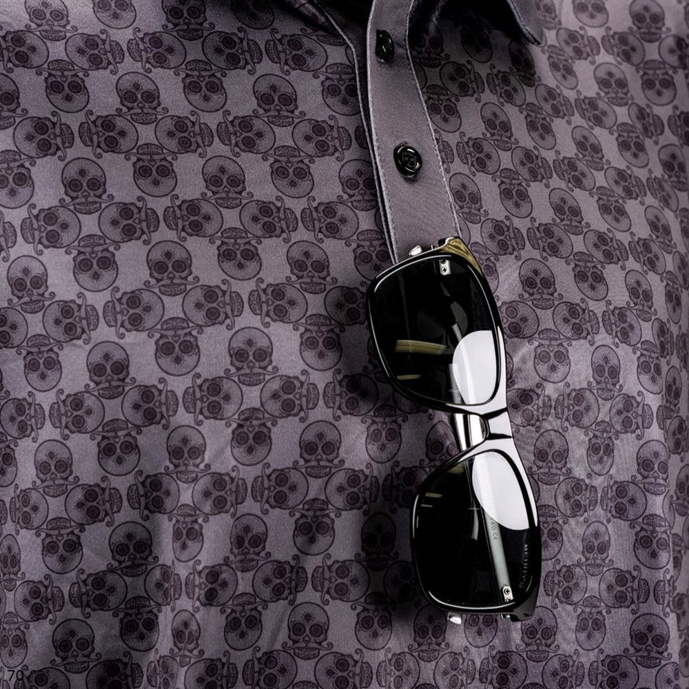 Pins & Aces - Polo Tee - Men’s Casual Graphite Grey Calavera