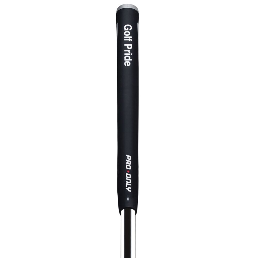 A black Golf Pride putter grip with white text indicating the brand and model. PRO ONLY brand tag