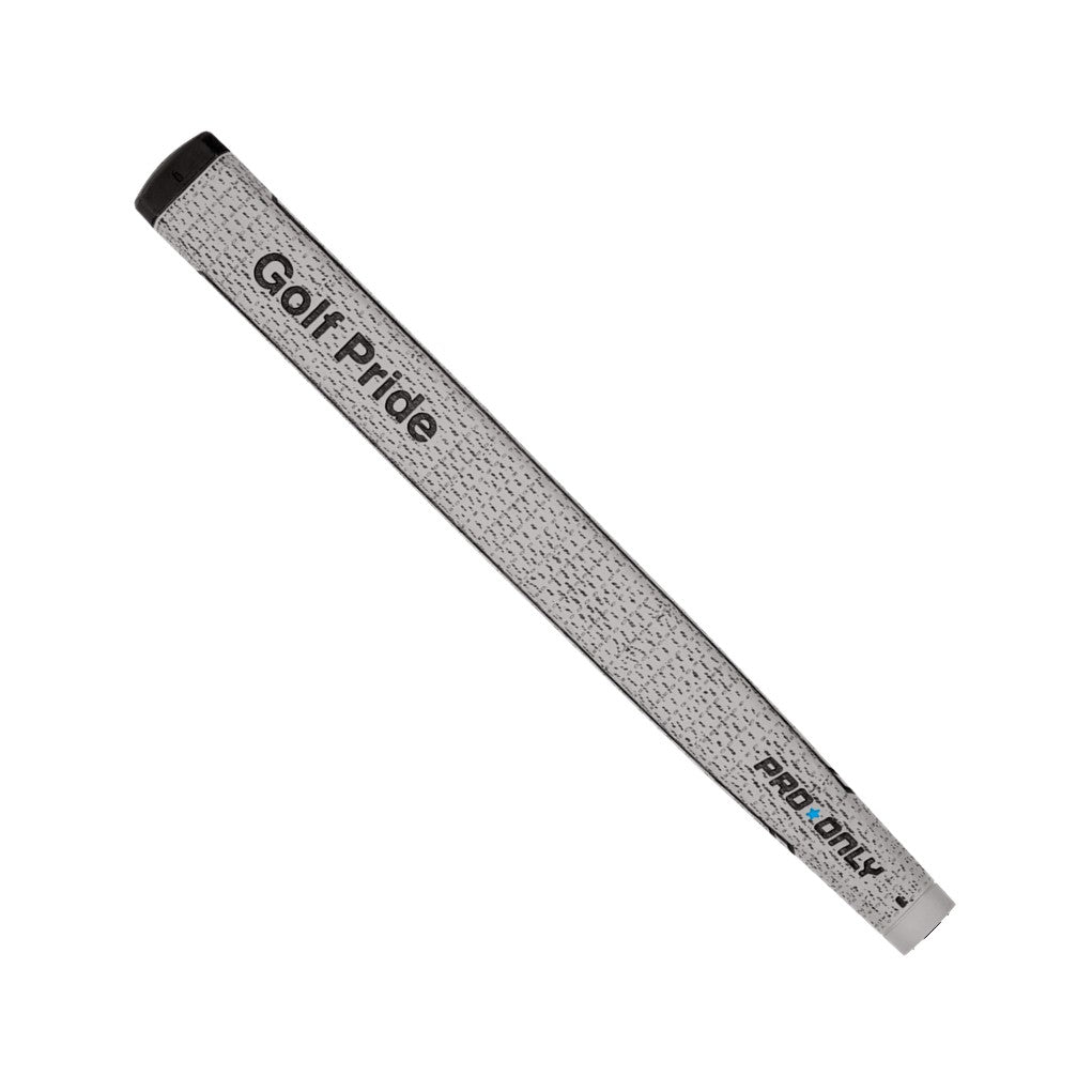 A Golf Pride putter grip with a silver cord and black details.