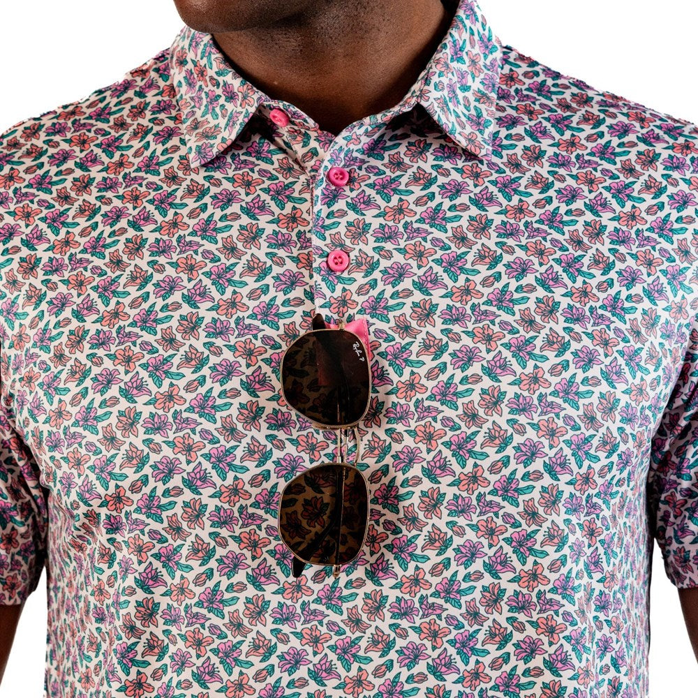 Pins & Aces - Polo Tee - Augusta Light Azalea