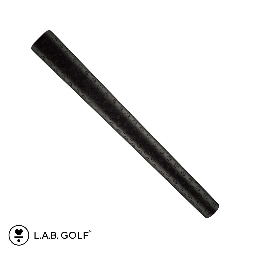 A black rubber golf putter grip with L.A.B. icon texture.