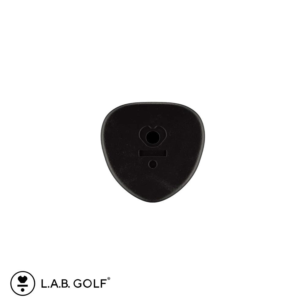 A black rubber golf putter grip with L.A.B. icon texture.