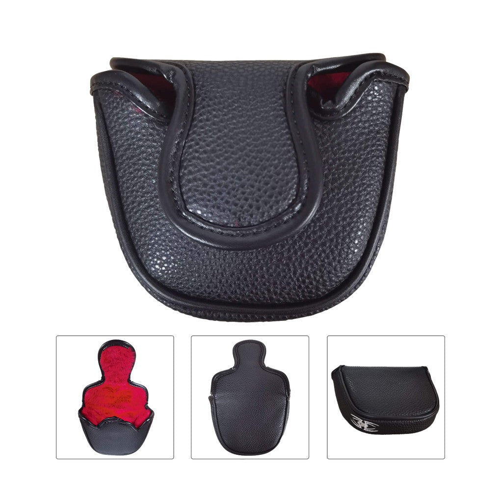 Synthethic Leather headcover in black color with magnetic closing, three frames