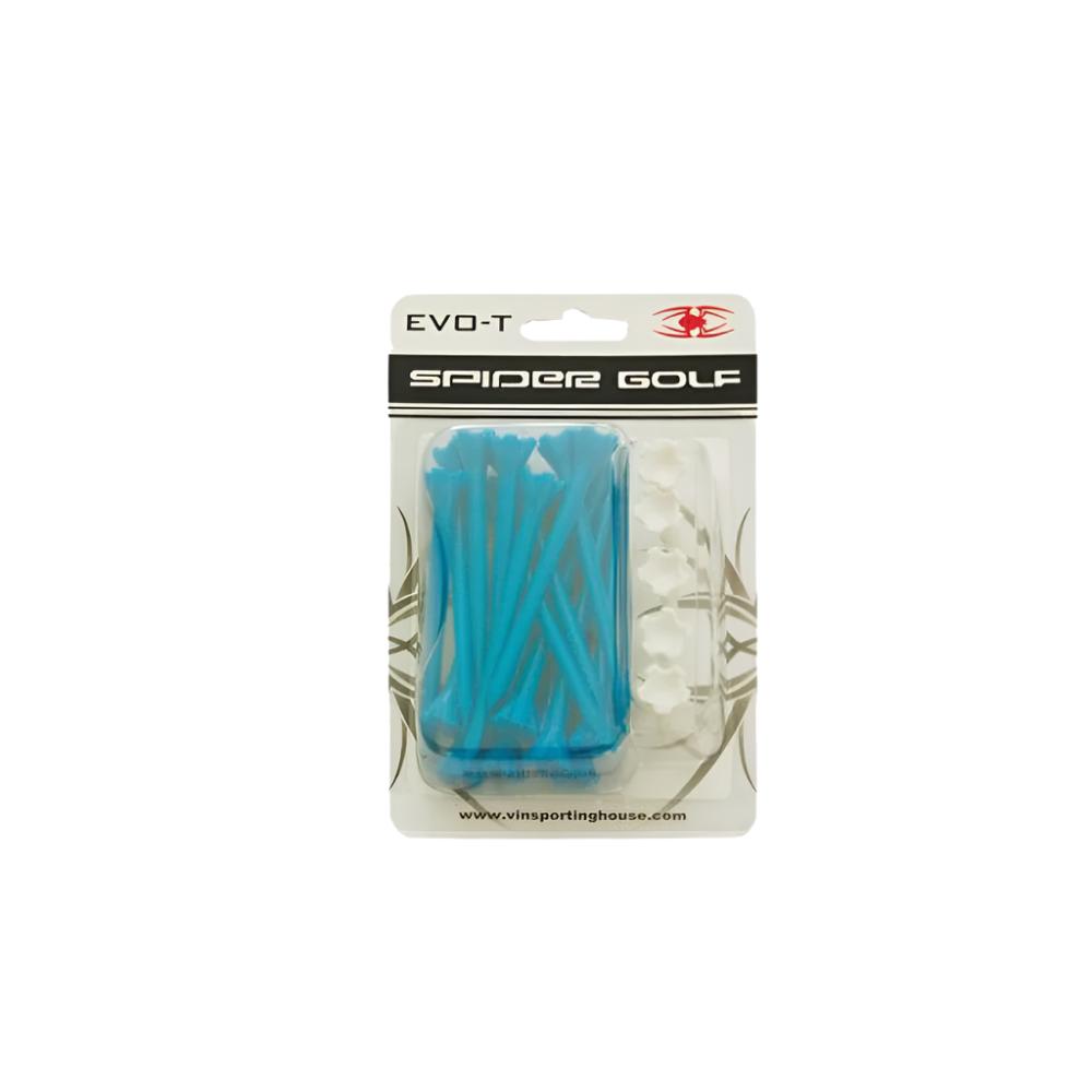 Spider Plastic Evo‑T Retail Pack Blue (25pcs) offers durable, high‑performance tees in 70mm, 75mm, and 83mm sizes.