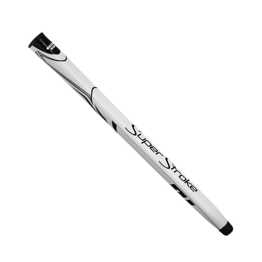 A Super Stroke Zenergy 1.0P 17 inch putter grip for golf, predominantly white with black accents and branding.