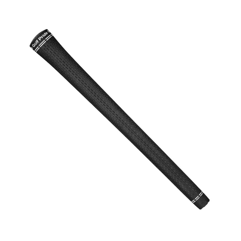 A black golf club grip with a white accent near the top and plus sign detail.