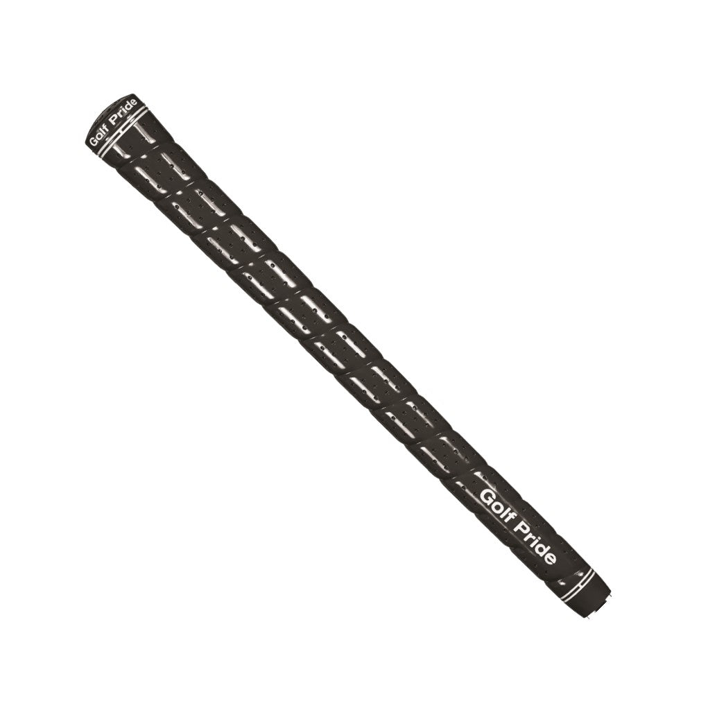 A black and gray Tour Wrap golf club grip by Golf Pride.