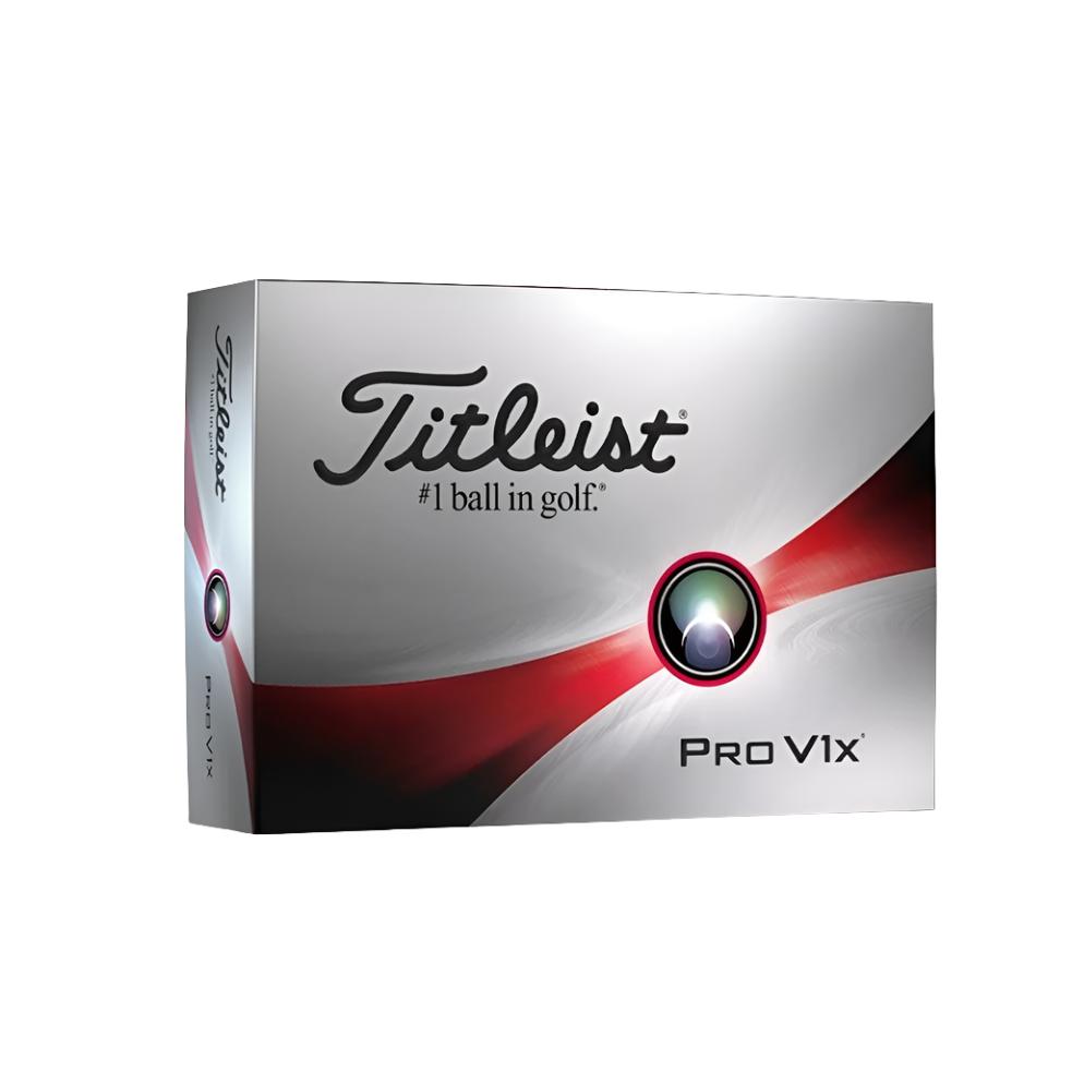 A box of Titleist Pro V1x golf balls with the brand and model name displayed on the front.
