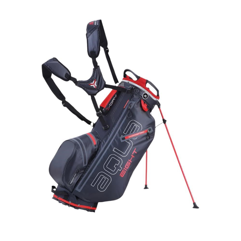 A red and gray BIG MAX golf stand bag with multiple pockets and a 7-way organizer top, displayed on a white background.
