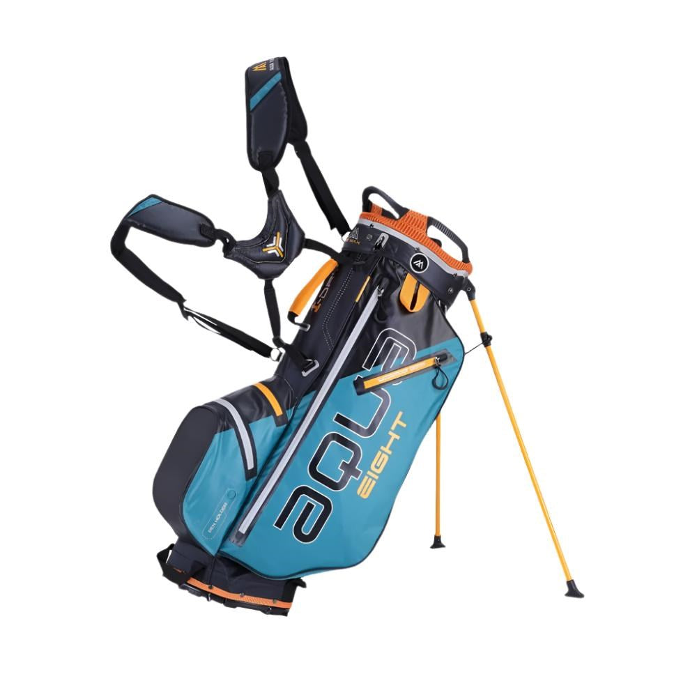 A blue and yellow BIG MAX golf stand bag with multiple pockets and a 7-way organizer top, displayed on a white background.