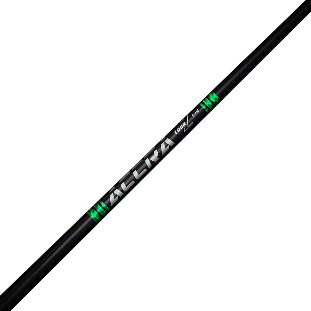 Golf club shaft with 'Alcra' branding on a white background