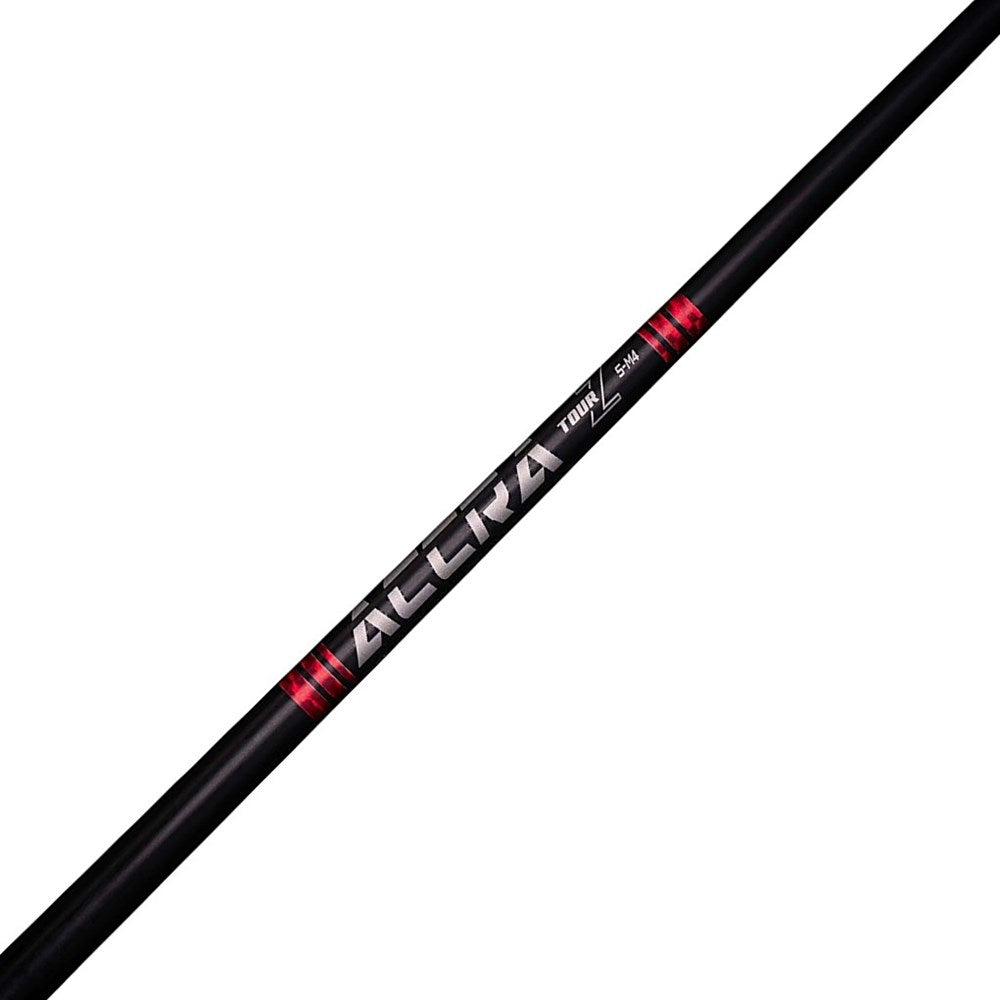 Black and red golf club shaft with 'Allura' branding on a white background