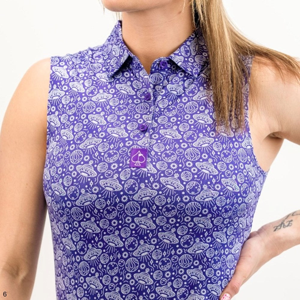 Pins & Aces - Polo Tee - Women's Casual Iris Space Wonder