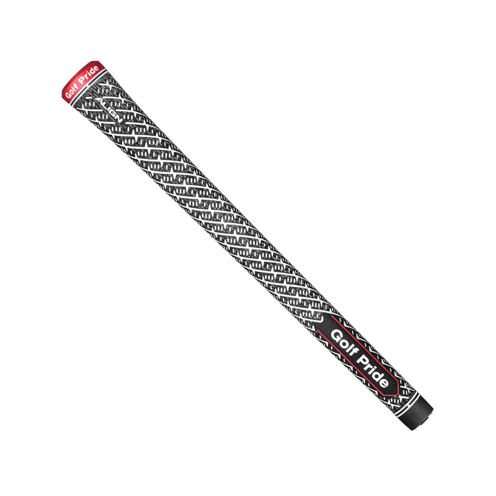 A Golf Pride midsize golf club grip with a black and white cord pattern.