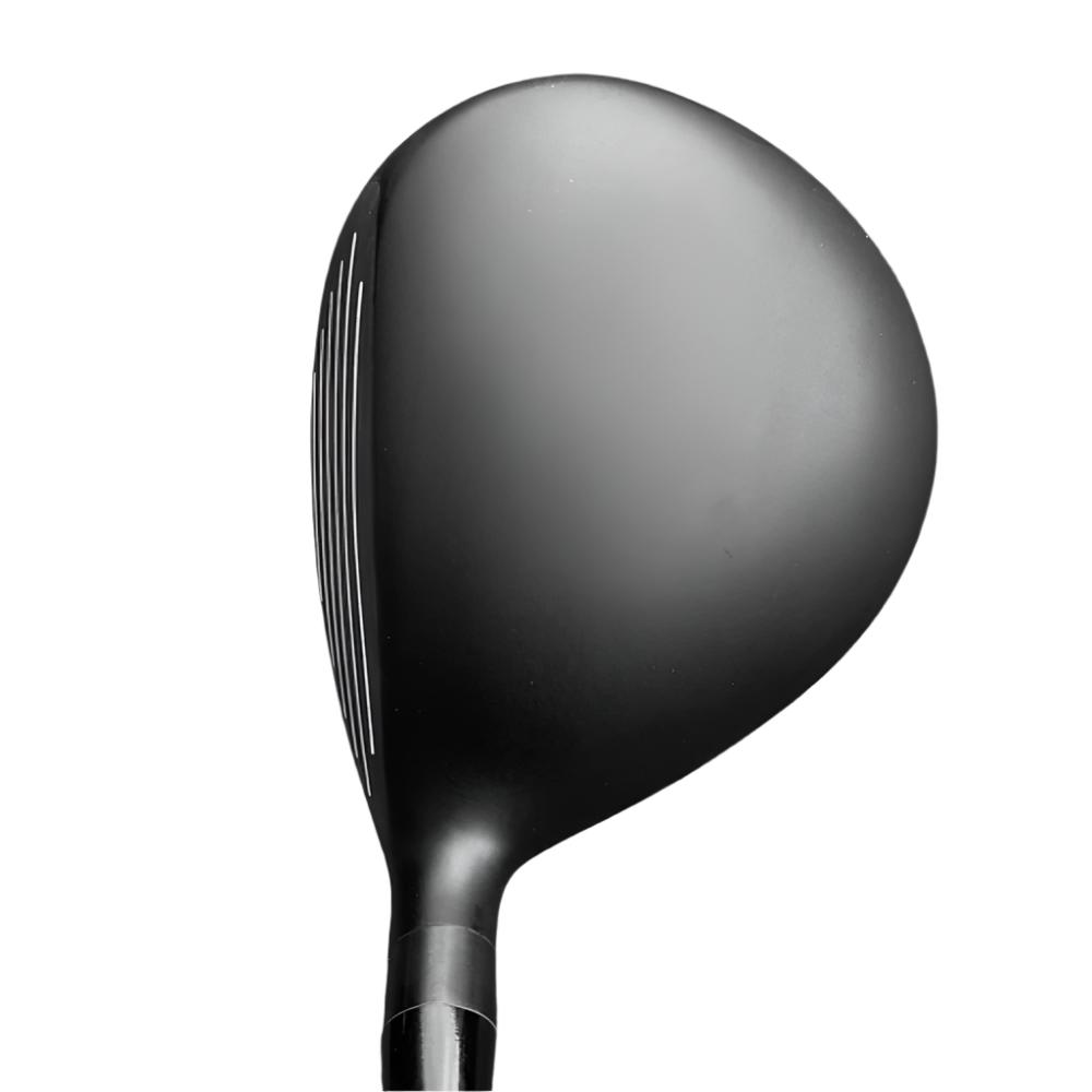 A black golf club head with the label 'A GRIND' and 'CROSS WOOD' on the top, and 'X20' on the bottom. The head features a blue and white logo of an unrelated brand. photo two