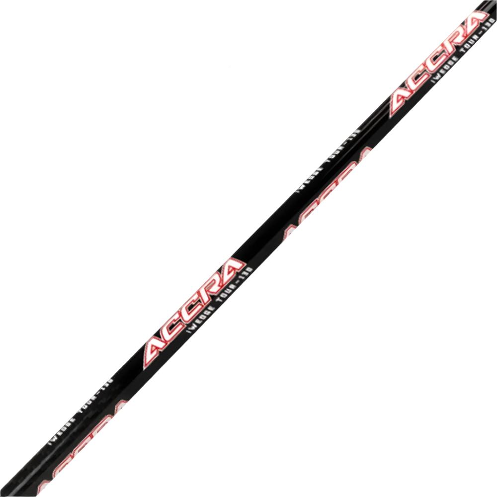 A black Accra iWEDGE V2 wedge shaft with red and white branding details.