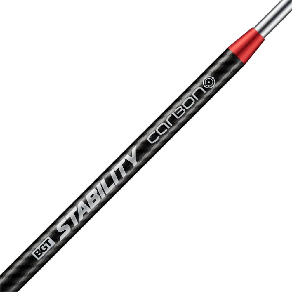 A Stability Carbon putter shaft with red detailing and black body, featuring the Stability brand name and logo.