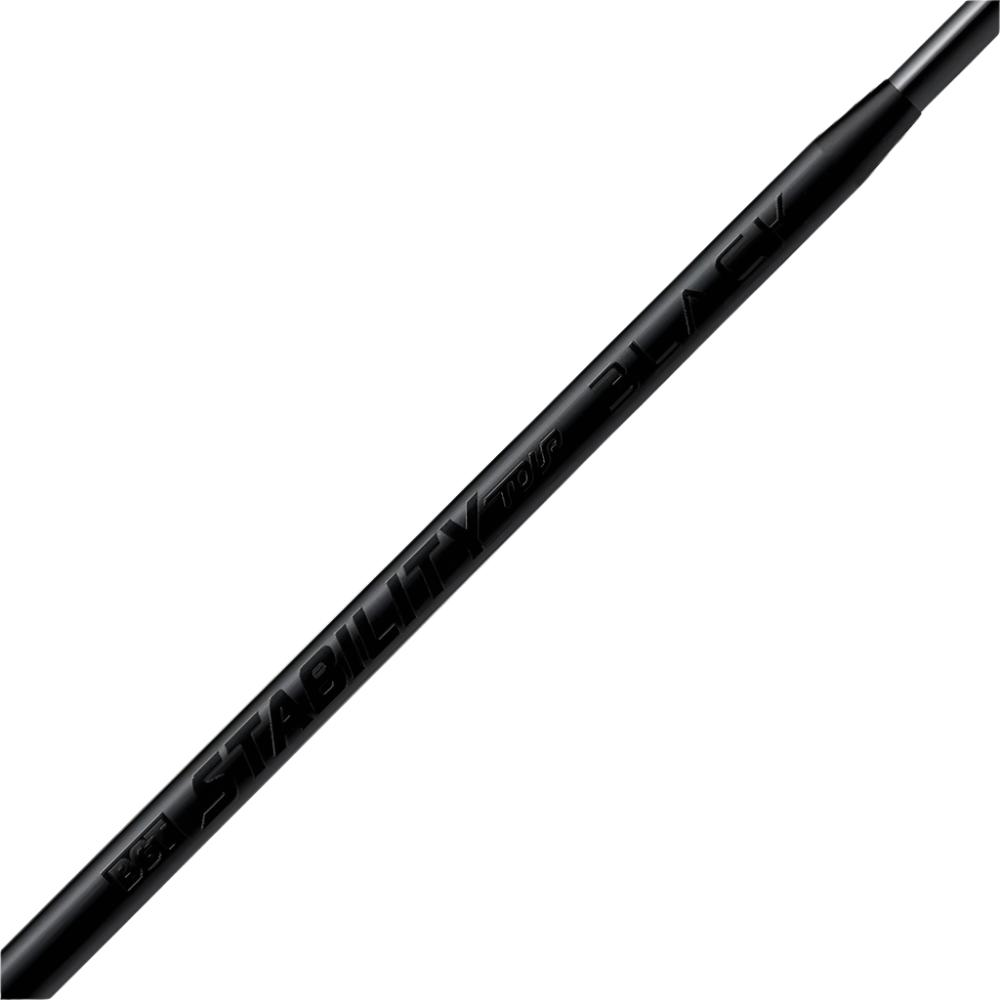 A black matte putter shaft with glossy branding, designed for golf clubs.