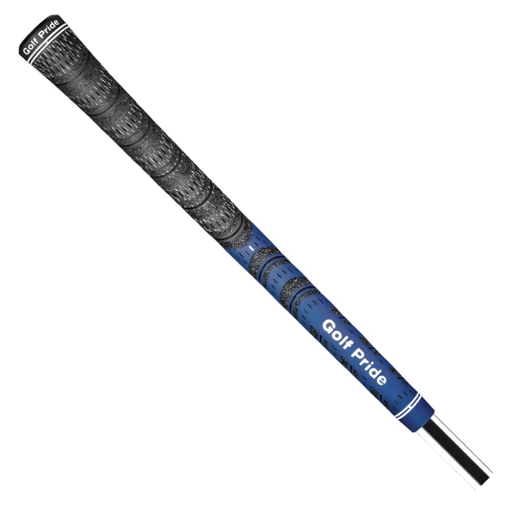 A black and white golf club grip featuring a hybrid design of rubber and cord, with the Golf Pride brand logo visible.