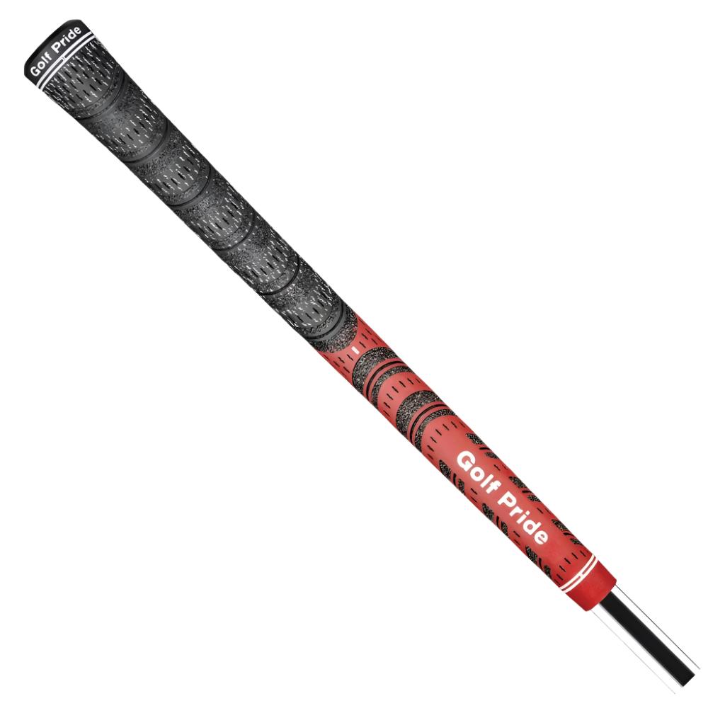 A black and white golf club grip featuring a hybrid design of rubber and cord, with the Golf Pride brand logo visible.