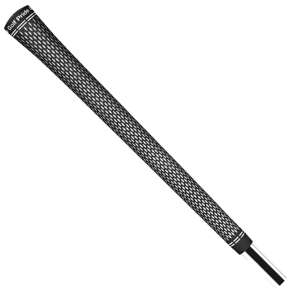 A black and white image of a Golf Pride Tour Velvet 360 golf club grip.