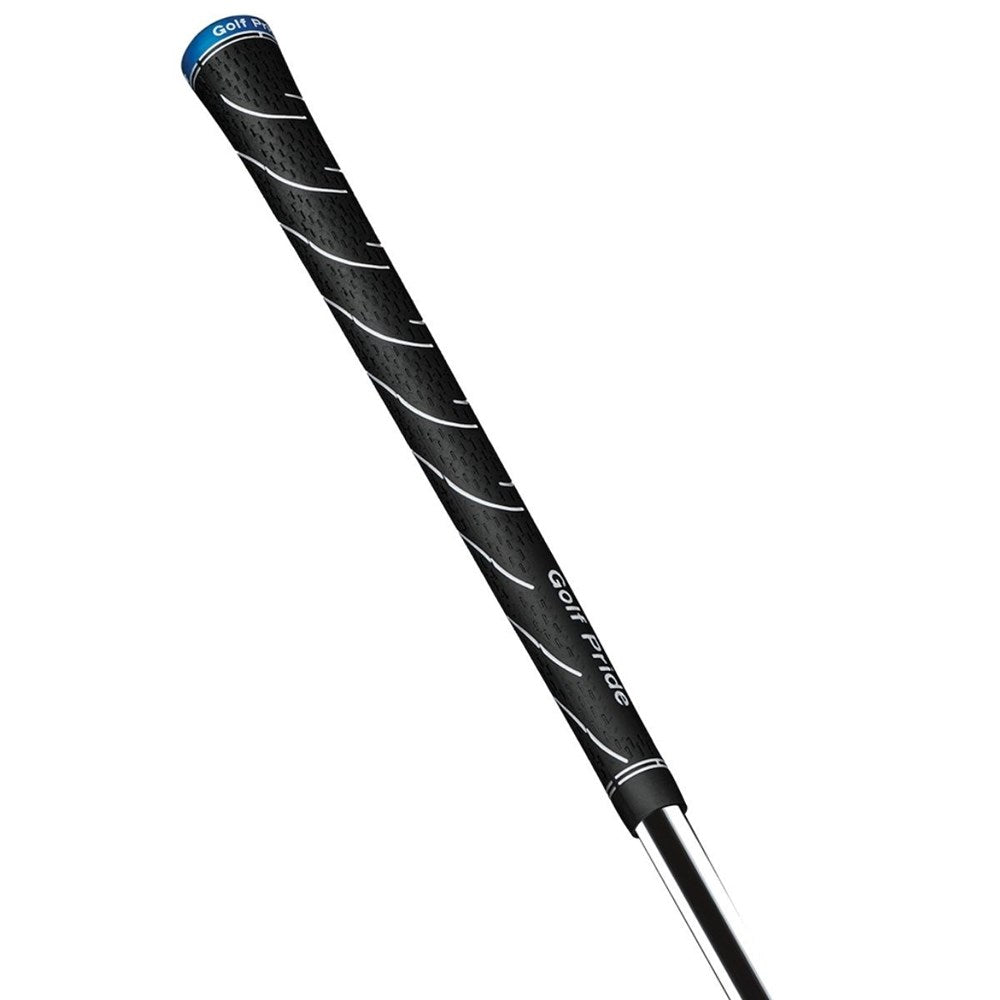 A black golf club grip with a triple-texture design and the Golf Pride brand name visible.