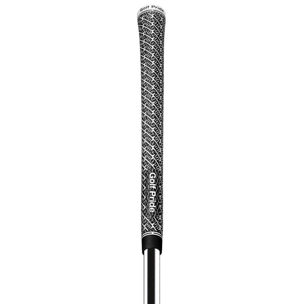 A Golf Pride midsize golf club grip with a Z-shaped texture pattern and white body paint fill front view