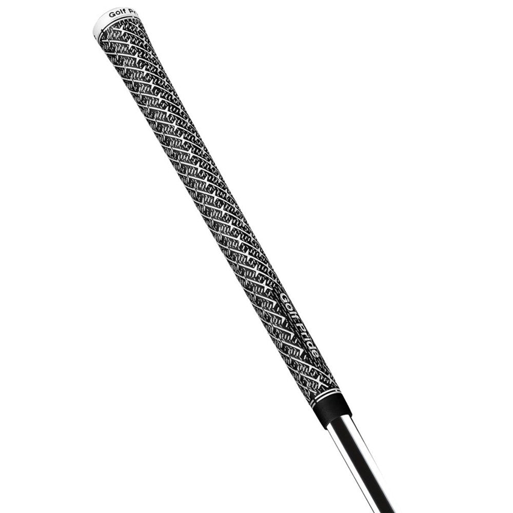 A Golf Pride midsize golf club grip with a Z-shaped texture pattern and white body paint fill side view