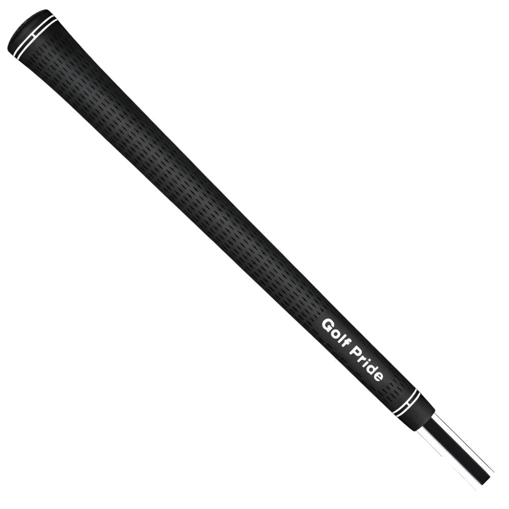 A black golf club grip with the Golf Pride brand name on it.