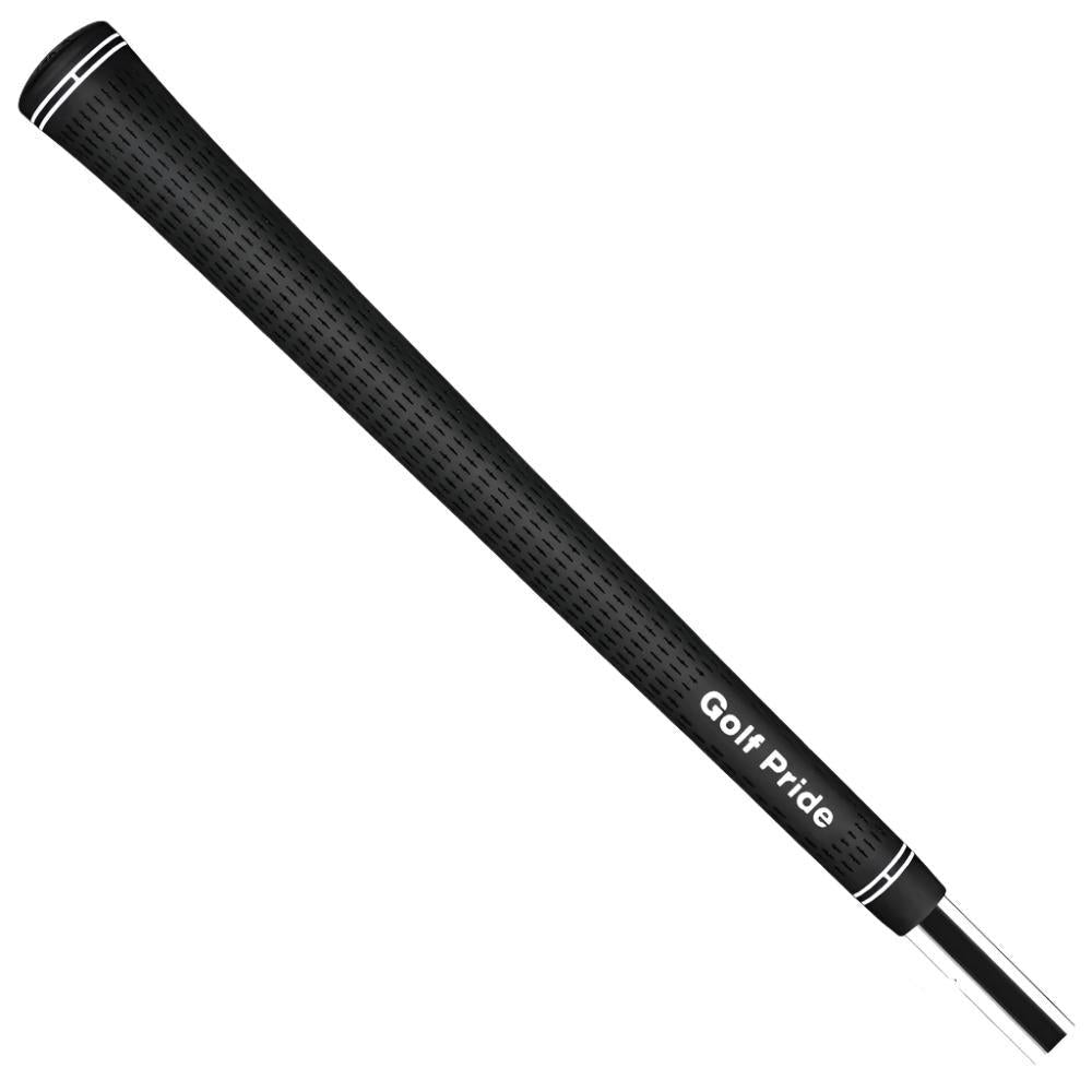 A black golf grip with the brand name 'Golf Pride' written on it.
