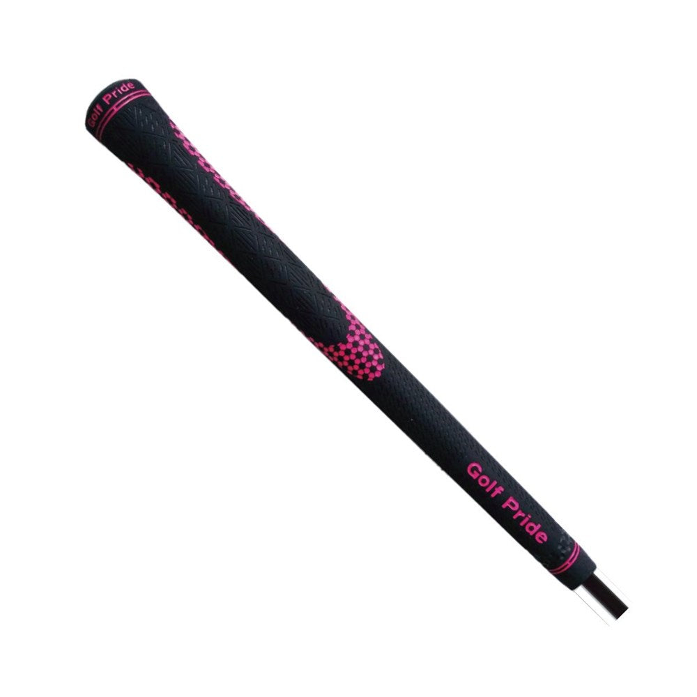A dark pink golf club grip with a pink Niion logo and pattern details.