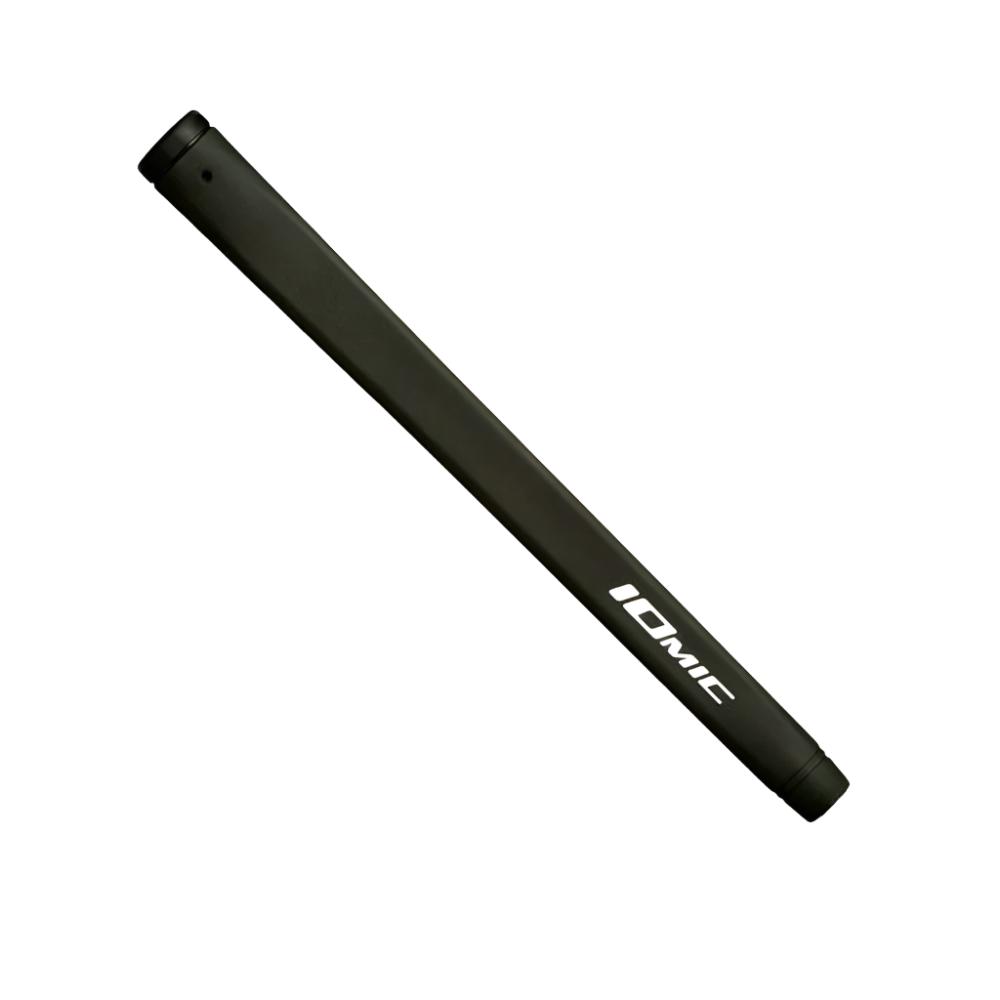 A black putter grip with the brand name 'IOMIC' written in white lettering.