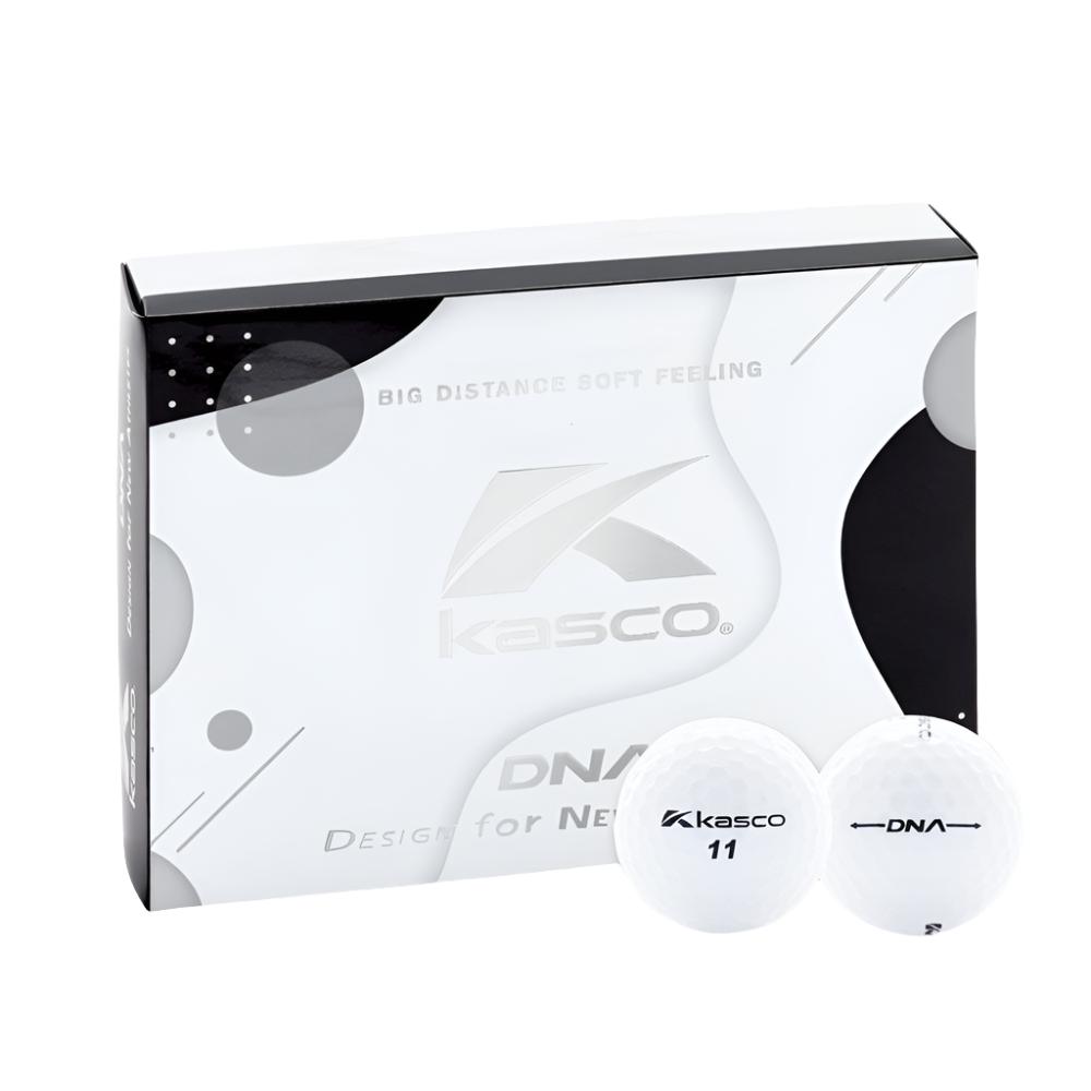 two kasco white golf ball displayed on the outside of the kasco golf ball box