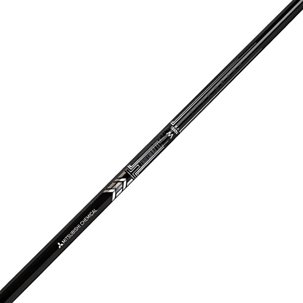A black golf club shaft with a label that includes the brand name 'Mitsubishi Chemical' and the model name 'MMT Scoring Wedge'.