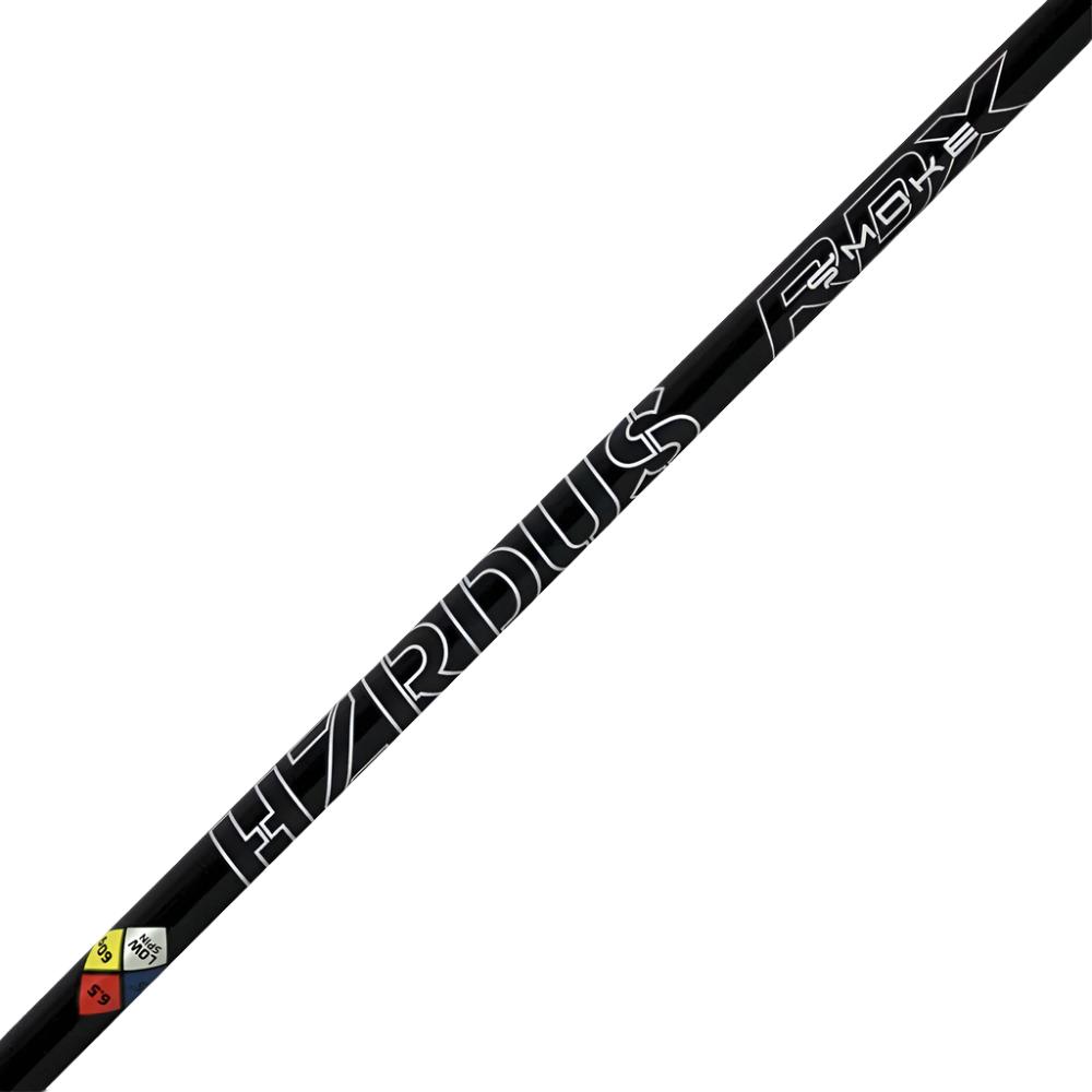 A close-up image of a black golf driver shaft with white text and logos, including 'HZRDUS' and 'PROJECT X' branding.